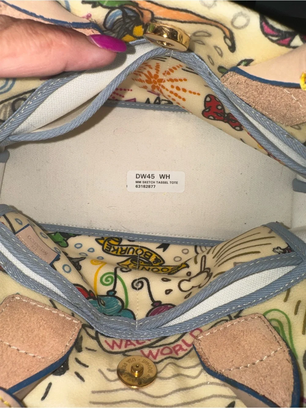 Dooney & Bourke DISNEYLAND Collaboration Tassel Tote $498 in Excellent Condition